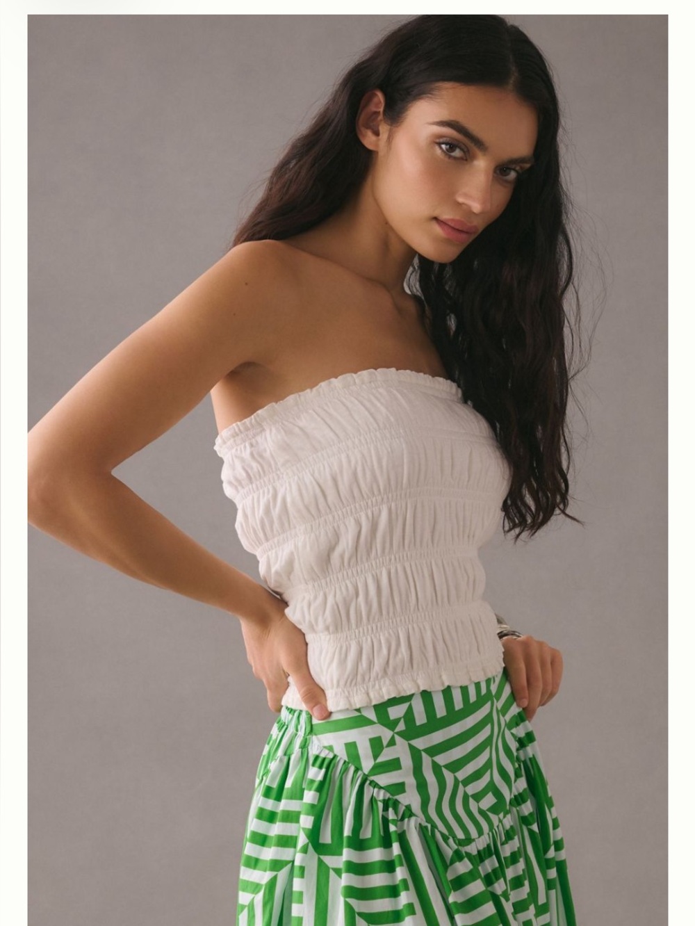 Smocked White Strapless Tube Top